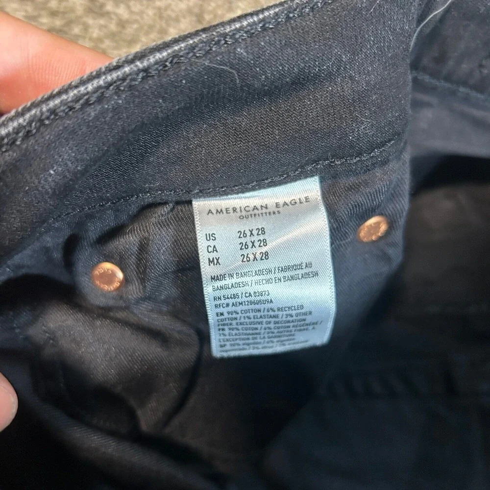 American Eagle Airflex+ Slim Jeans Mens 26x28 Black Excellent Distressed